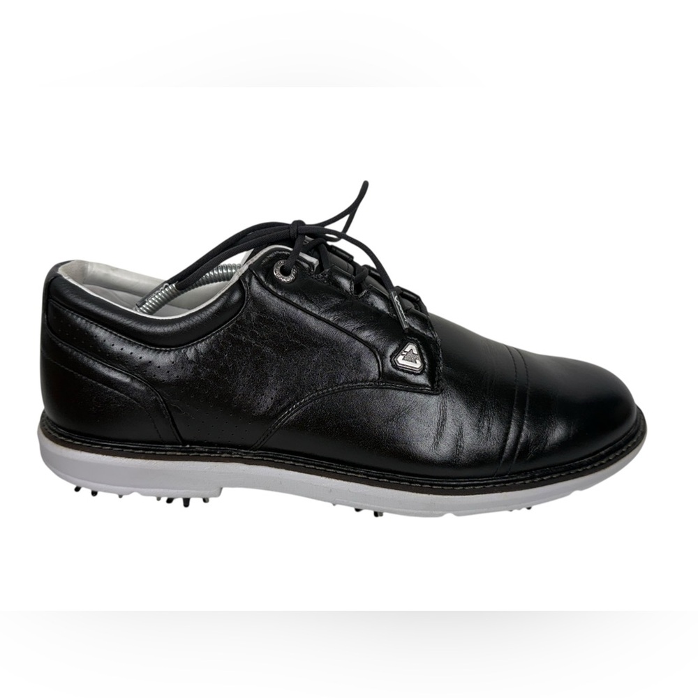 Cuater Travis Mathew Mens US 12 Shoes Spikes Golf Black Leather Outdoors Casual